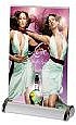 Table top sized rollup retractable stand
